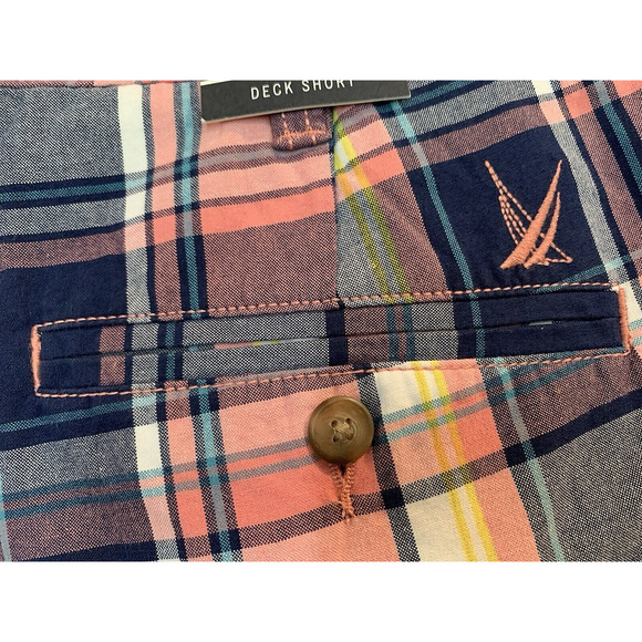 NWT NAUTICA Classic Fit Shrimp Pink Blue Dress Casual Deck Shorts Men's Size 36 - Picture 4 of 11